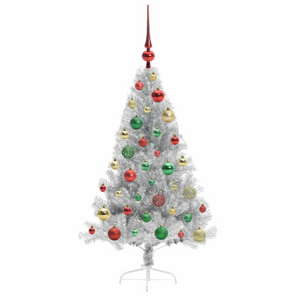vidaXL Artificial Pre-lit Christmas Tree Silver 120 cm PET