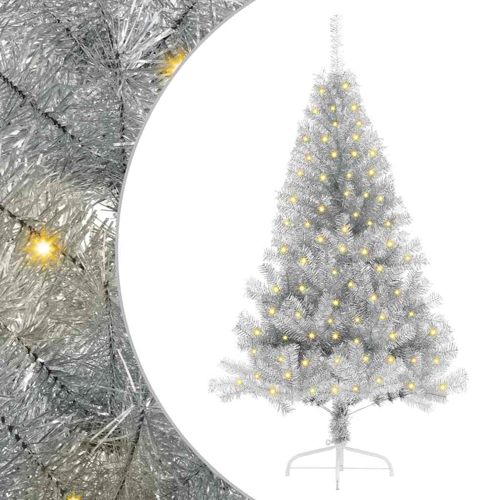 vidaXL Artificial Pre-lit Christmas Tree Silver 150 cm PET