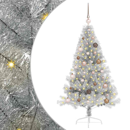 vidaXL Artificial Pre-lit Christmas Tree Silver 150 cm PET