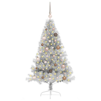 vidaXL Artificial Pre-lit Christmas Tree Silver 150 cm PET