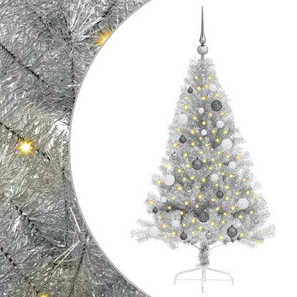 vidaXL Artificial Pre-lit Christmas Tree Silver 150 cm PET