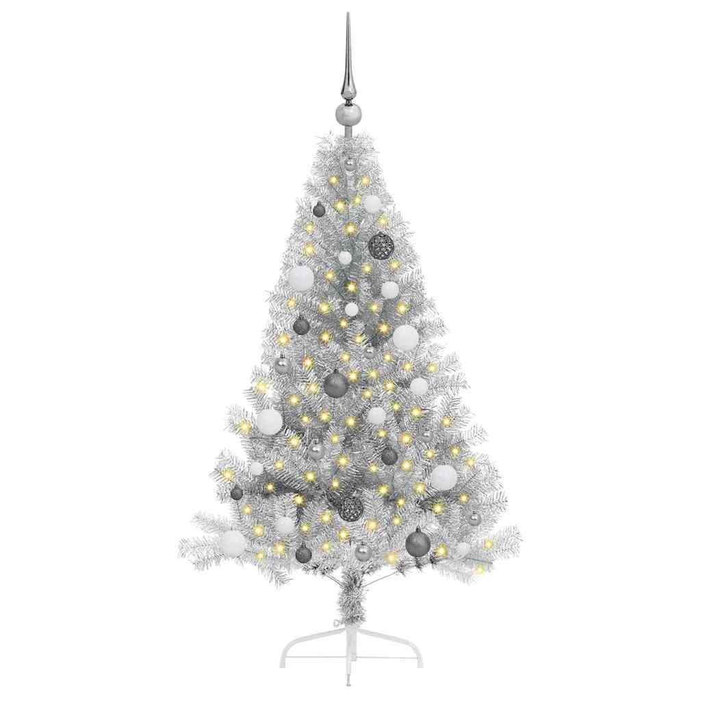 vidaXL Artificial Pre-lit Christmas Tree Silver 150 cm PET