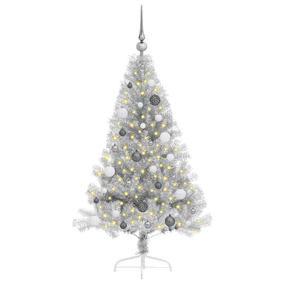 vidaXL Artificial Pre-lit Christmas Tree Silver 150 cm PET