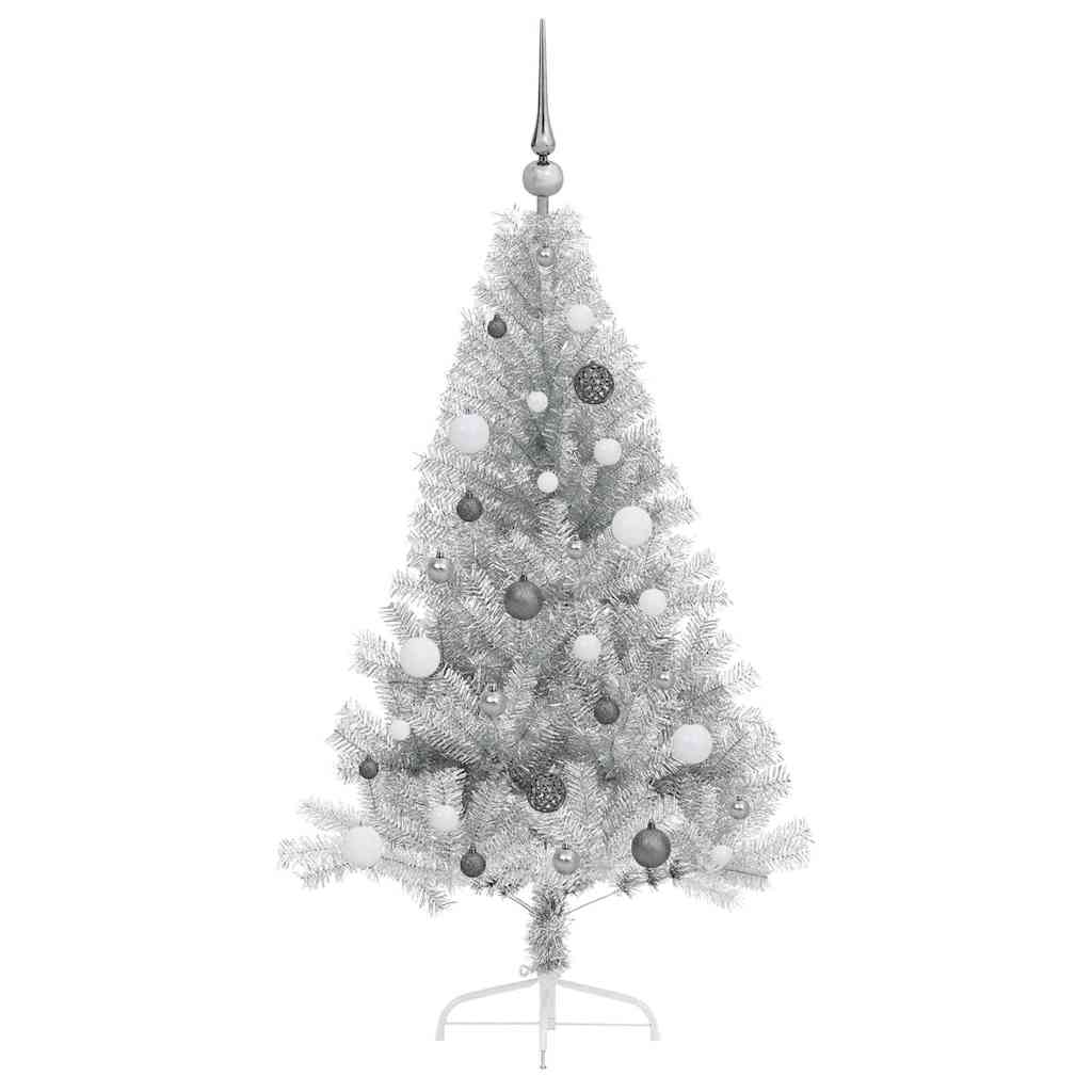 vidaXL Artificial Pre-lit Christmas Tree Silver 150 cm PET