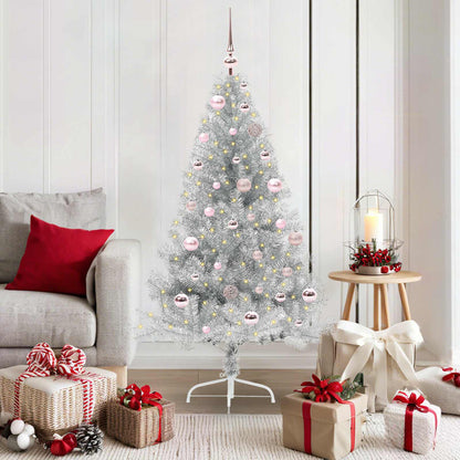vidaXL Artificial Pre-lit Christmas Tree Silver 150 cm PET