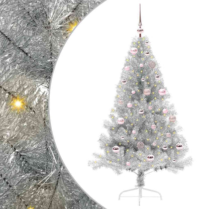 vidaXL Artificial Pre-lit Christmas Tree Silver 150 cm PET