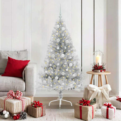 vidaXL Artificial Pre-lit Christmas Tree Silver 150 cm PET