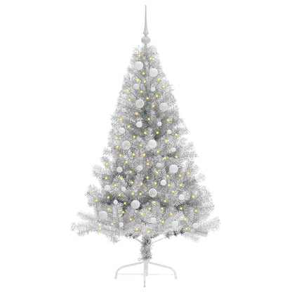 vidaXL Artificial Pre-lit Christmas Tree Silver 150 cm PET