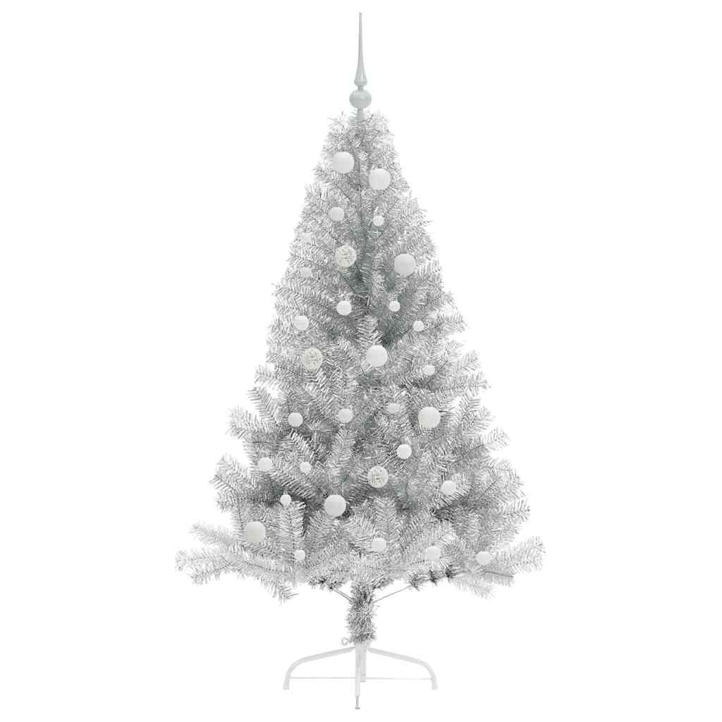 vidaXL Artificial Pre-lit Christmas Tree Silver 150 cm PET