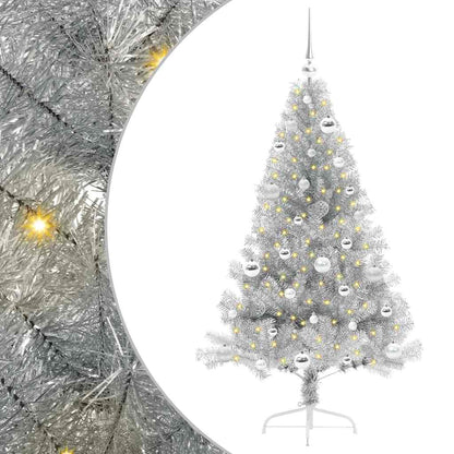 vidaXL Artificial Pre-lit Christmas Tree Silver 150 cm PET