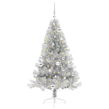 vidaXL Artificial Pre-lit Christmas Tree Silver 150 cm PET