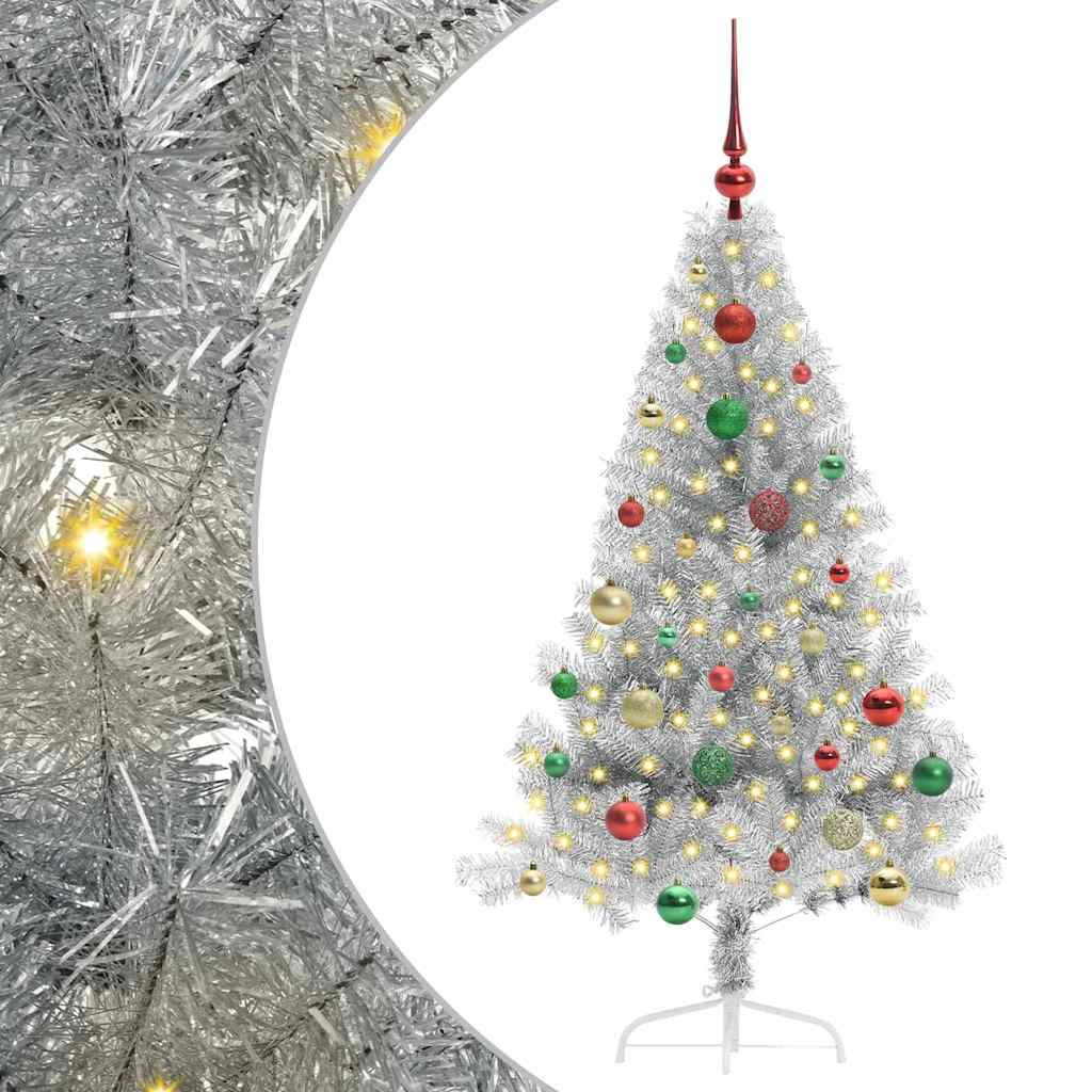 vidaXL Artificial Pre-lit Christmas Tree Silver 150 cm PET