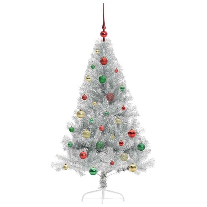 vidaXL Artificial Pre-lit Christmas Tree Silver 150 cm PET