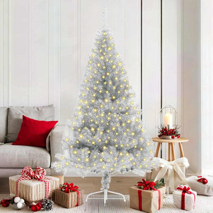 vidaXL Artificial Pre-lit Christmas Tree Silver 180 cm PET