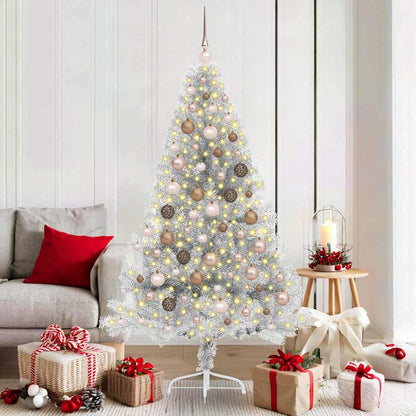 vidaXL Artificial Pre-lit Christmas Tree Silver 180 cm PET