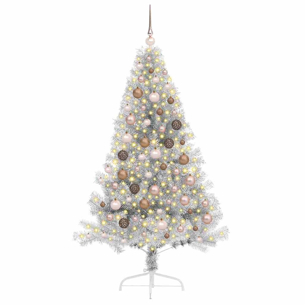 vidaXL Artificial Pre-lit Christmas Tree Silver 180 cm PET