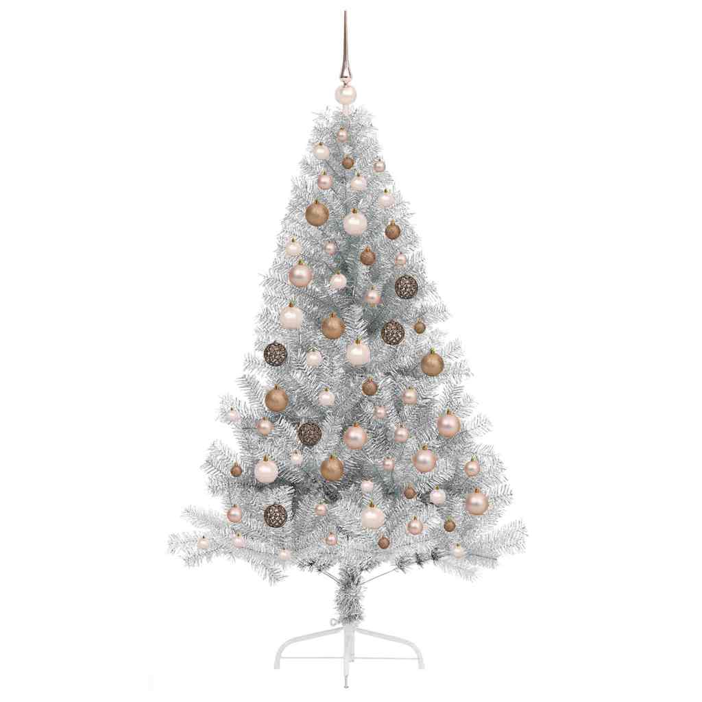 vidaXL Artificial Pre-lit Christmas Tree Silver 180 cm PET