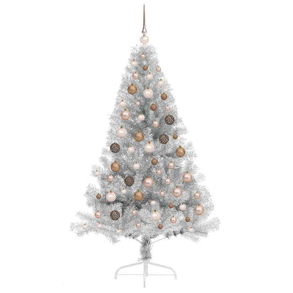 vidaXL Artificial Pre-lit Christmas Tree Silver 180 cm PET
