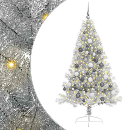 vidaXL Artificial Pre-lit Christmas Tree Silver 180 cm PET
