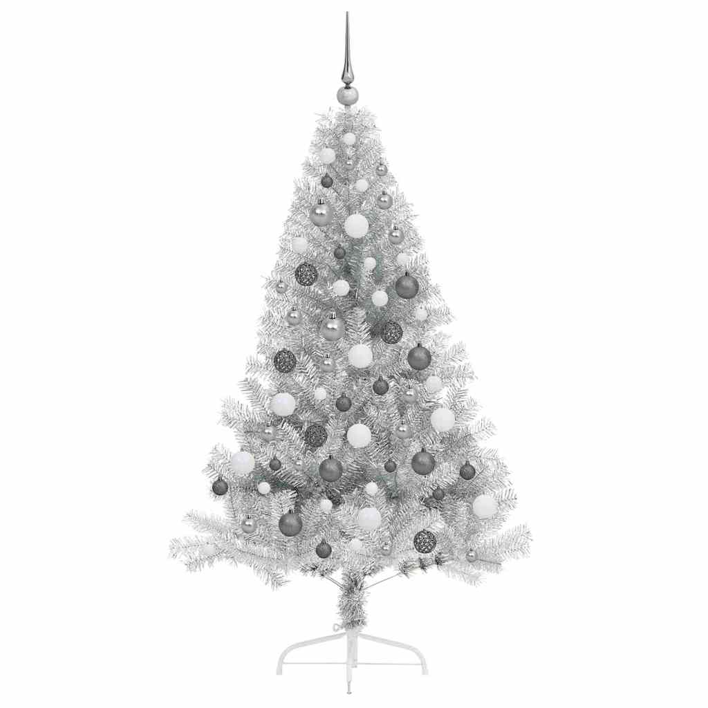vidaXL Artificial Pre-lit Christmas Tree Silver 180 cm PET