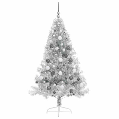 vidaXL Artificial Pre-lit Christmas Tree Silver 180 cm PET