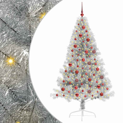 vidaXL Artificial Pre-lit Christmas Tree Silver 180 cm PET