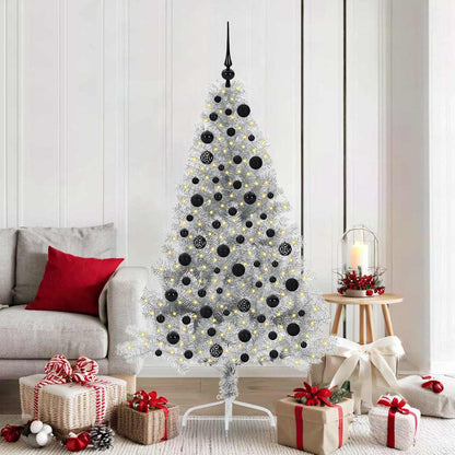 vidaXL Artificial Pre-lit Christmas Tree Silver 180 cm PET