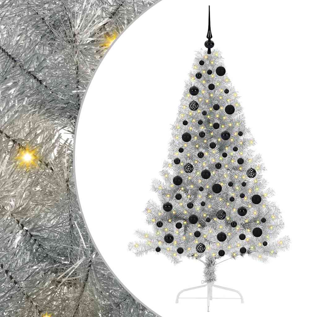 vidaXL Artificial Pre-lit Christmas Tree Silver 180 cm PET