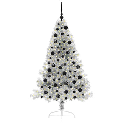vidaXL Artificial Pre-lit Christmas Tree Silver 180 cm PET