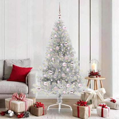 vidaXL Artificial Pre-lit Christmas Tree Silver 180 cm PET
