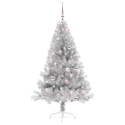 vidaXL Artificial Pre-lit Christmas Tree Silver 180 cm PET