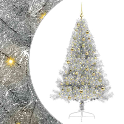 vidaXL Artificial Pre-lit Christmas Tree Silver 180 cm PET