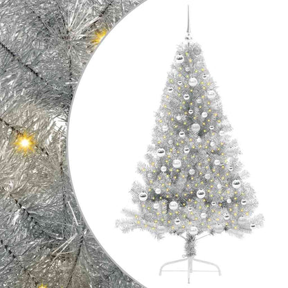 vidaXL Artificial Pre-lit Christmas Tree Silver 180 cm PET