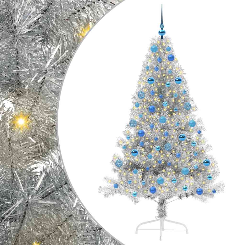 vidaXL Artificial Pre-lit Christmas Tree Silver 180 cm PET