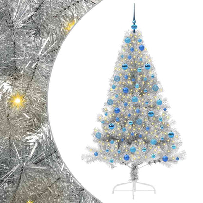 vidaXL Artificial Pre-lit Christmas Tree Silver 180 cm PET