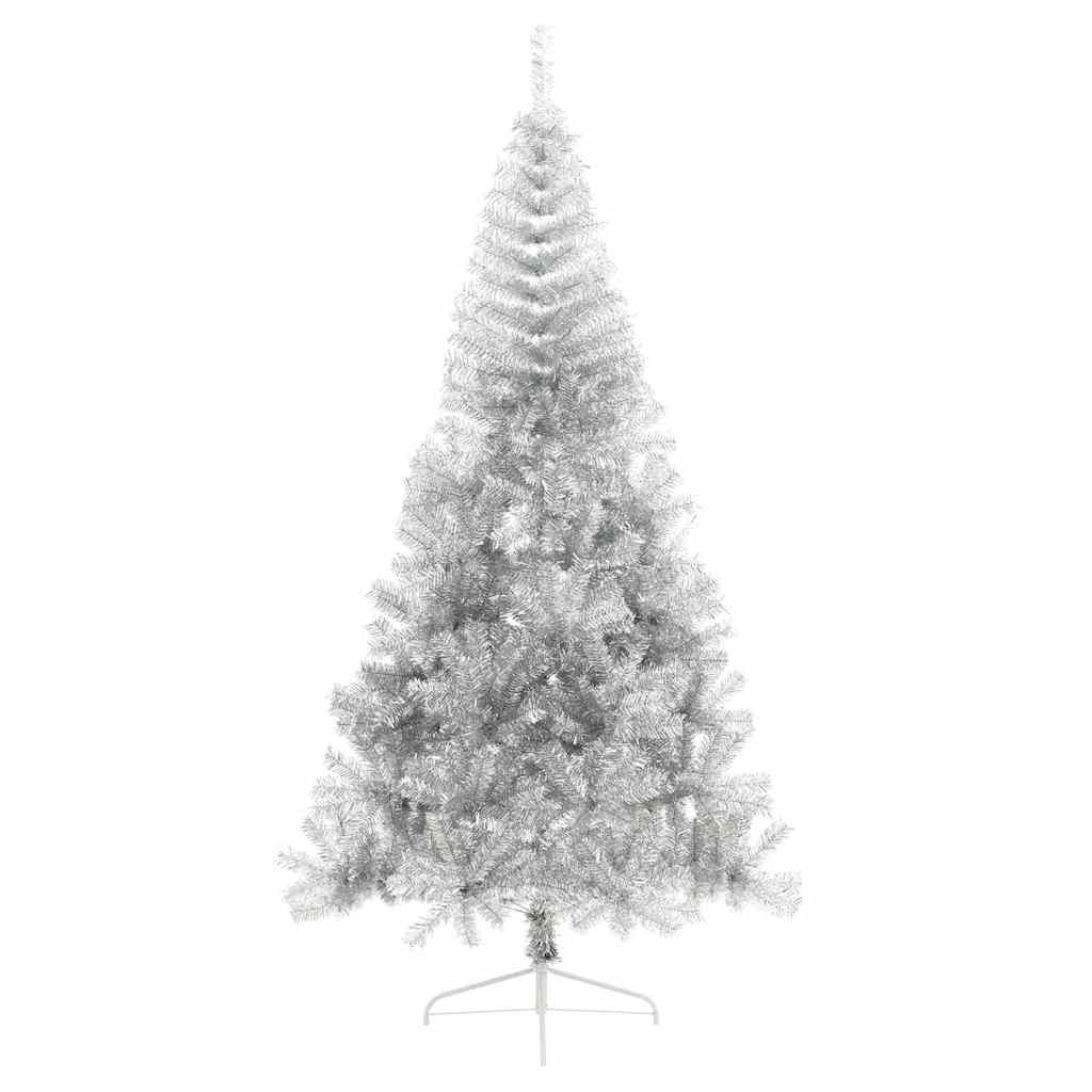 vidaXL Artificial Pre-lit Christmas Tree Silver 210 cm PET