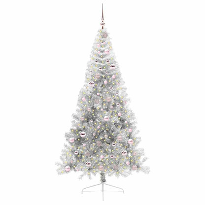 vidaXL Artificial Pre-lit Christmas Tree Silver 210 cm PET