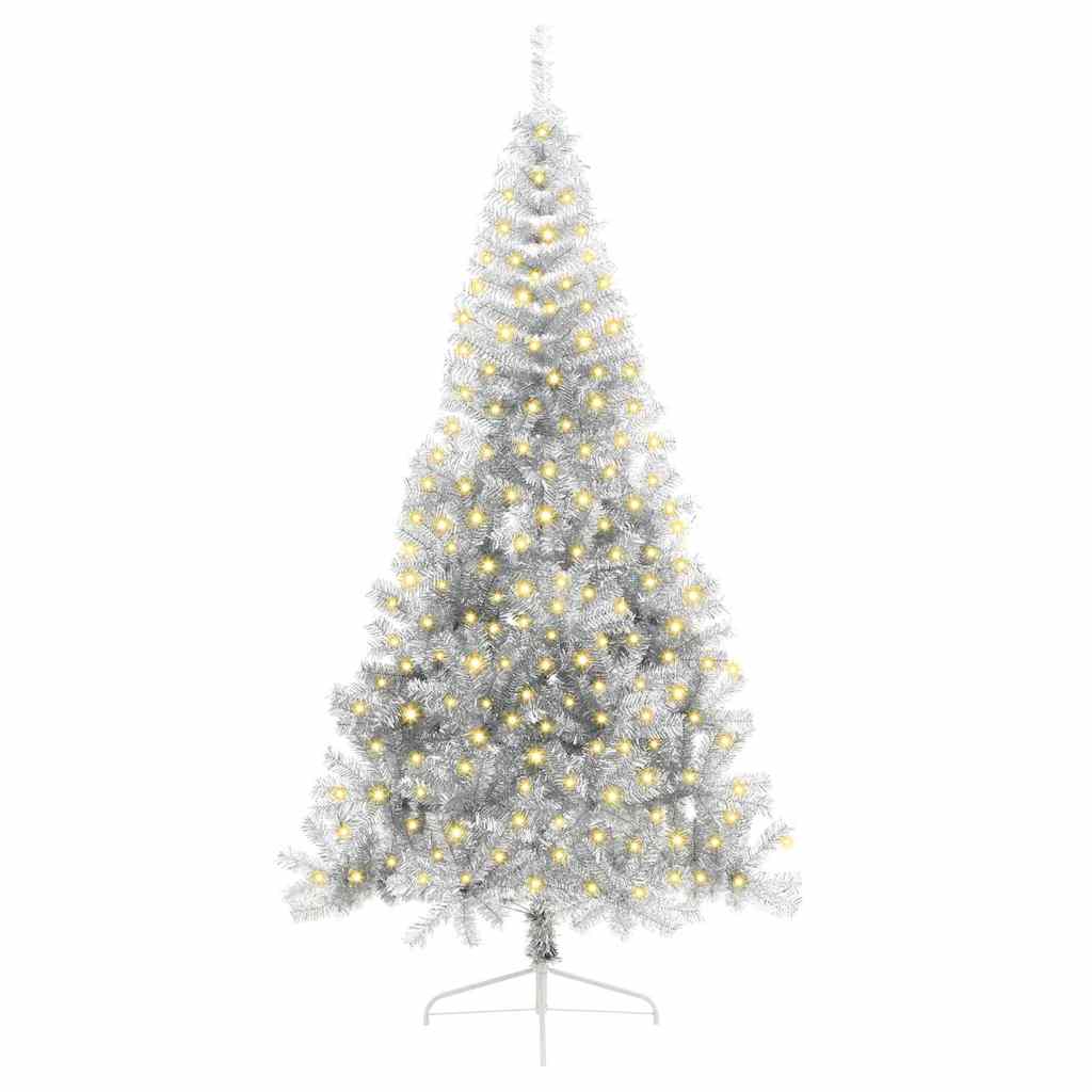 vidaXL Artificial Pre-lit Christmas Tree Silver 240 cm PET