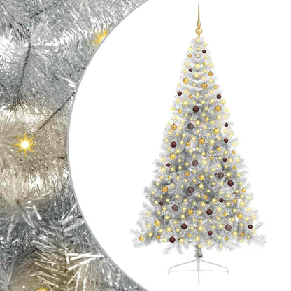 vidaXL Artificial Pre-lit Christmas Tree Silver 240 cm PET