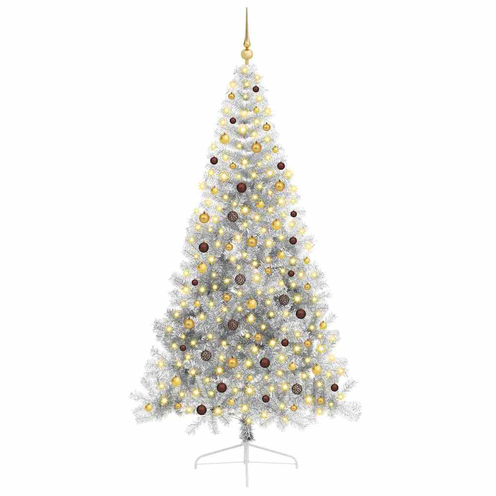 vidaXL Artificial Pre-lit Christmas Tree Silver 240 cm PET
