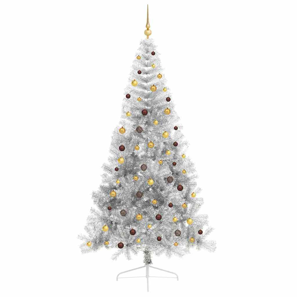 vidaXL Artificial Pre-lit Christmas Tree Silver 240 cm PET