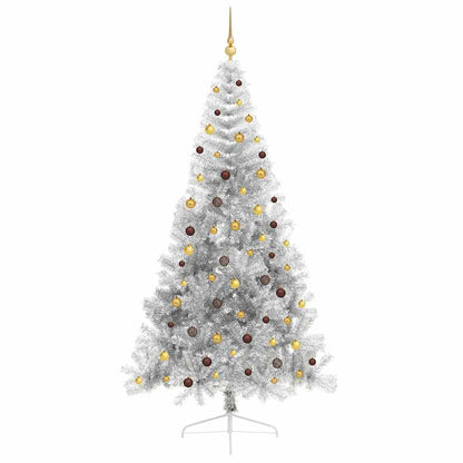 vidaXL Artificial Pre-lit Christmas Tree Silver 240 cm PET