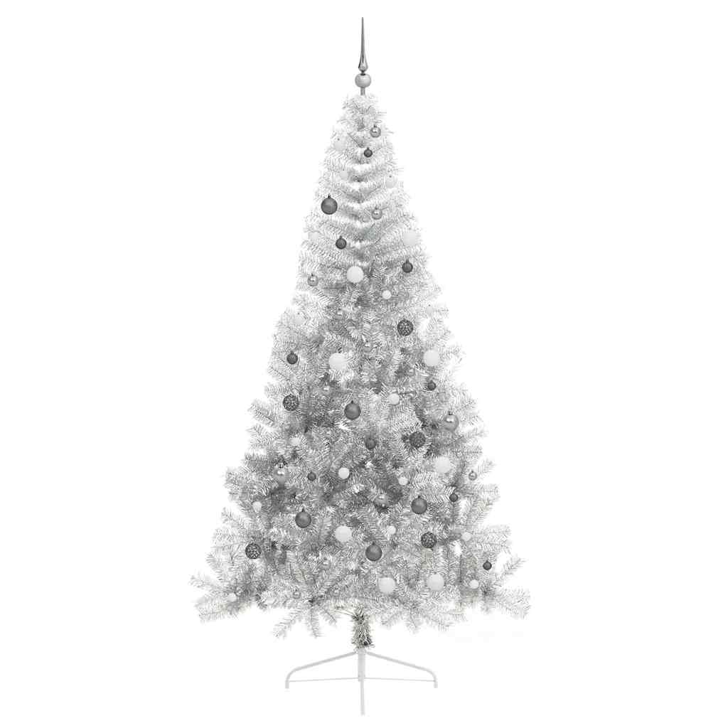 vidaXL Artificial Pre-lit Christmas Tree Silver 240 cm PET