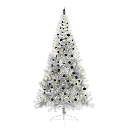 vidaXL Artificial Pre-lit Christmas Tree Silver 240 cm PET