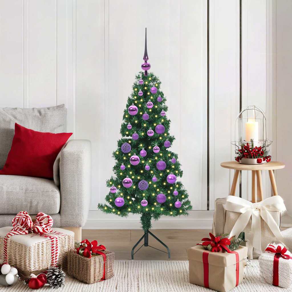 vidaXL Corner Artificial Christmas Tree Green 120 cm PVC and Metal