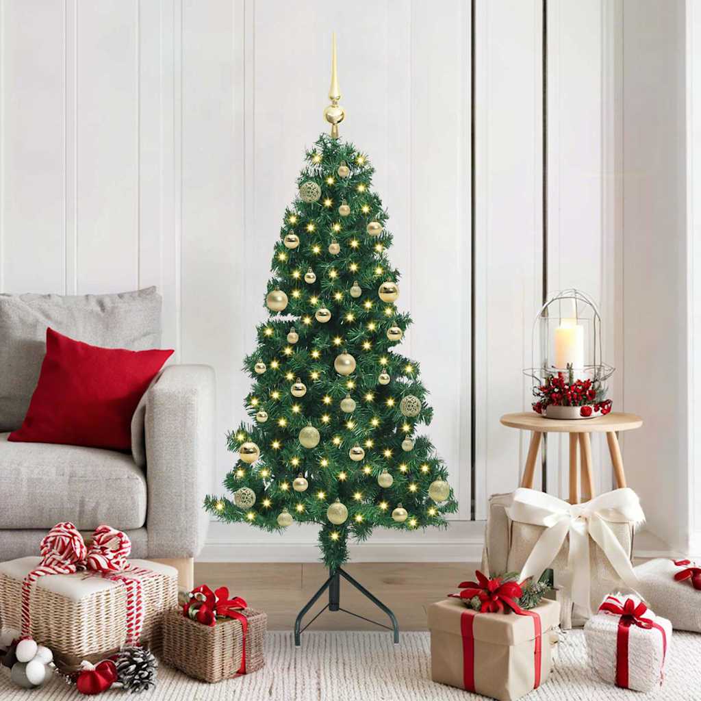 vidaXL Corner Artificial Christmas Tree Green 150 cm PVC and Metal