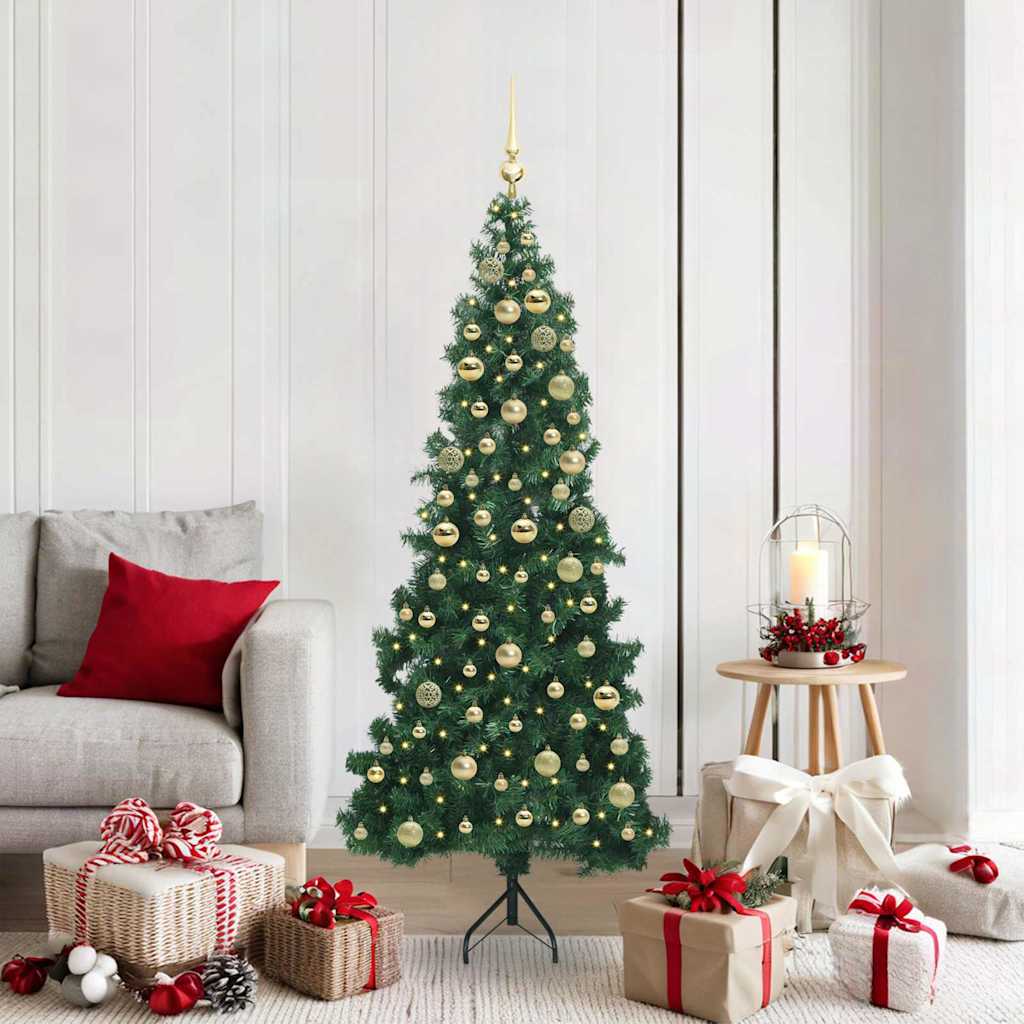 vidaXL Corner Artificial Christmas Tree Green 180 cm PVC and Metal