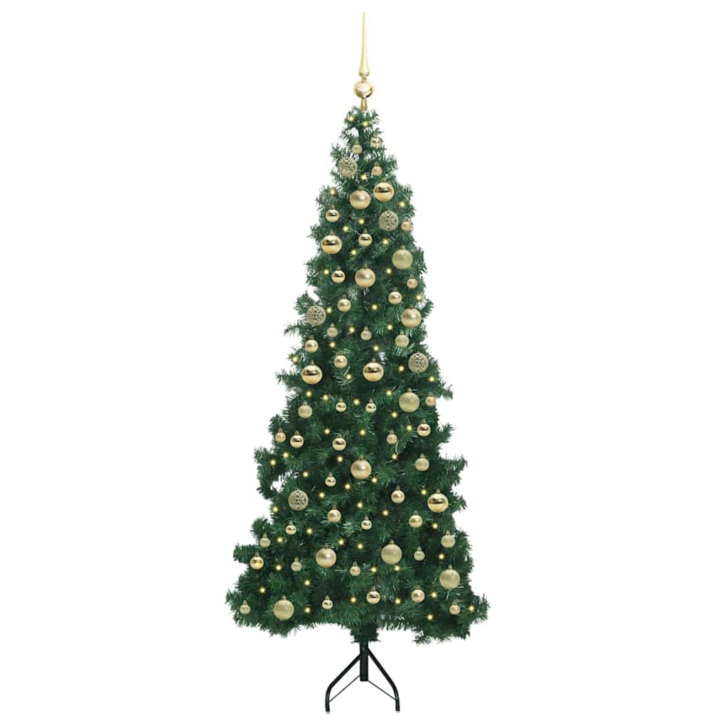 vidaXL Corner Artificial Christmas Tree Green 180 cm PVC and Metal