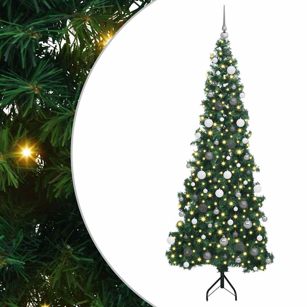 vidaXL Corner Artificial Christmas Tree Green 210 cm PVC and Metal