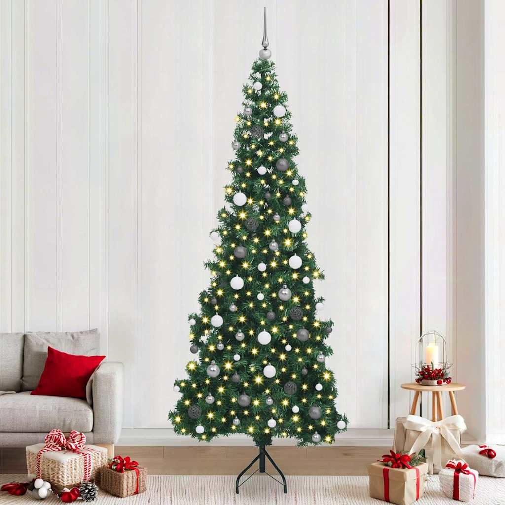 vidaXL Corner Artificial Christmas Tree Green 240 cm PVC and Metal